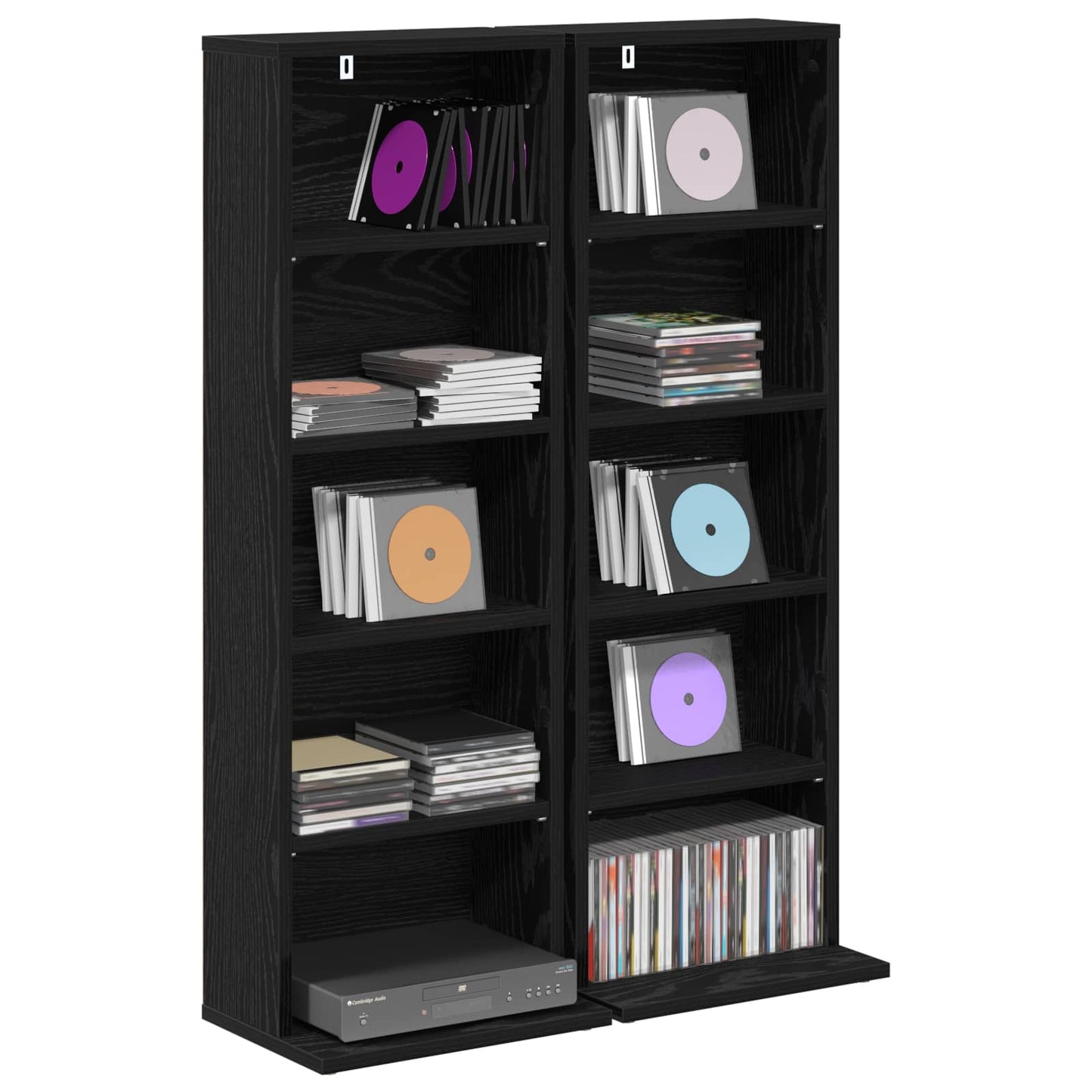 CD Cabinet 2 pcs Black Oak 33 x 23.5 x 97.5 cm Engineered Wood