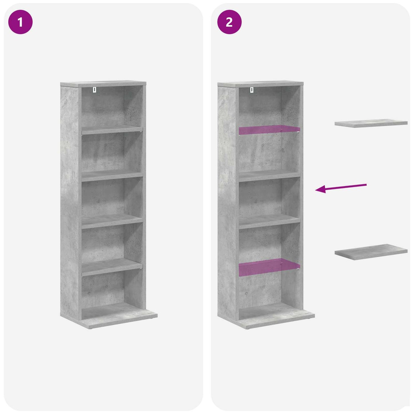 CD Cabinet Concrete Grey 33 x 23.5 x 97.5 cm Engineered Wood