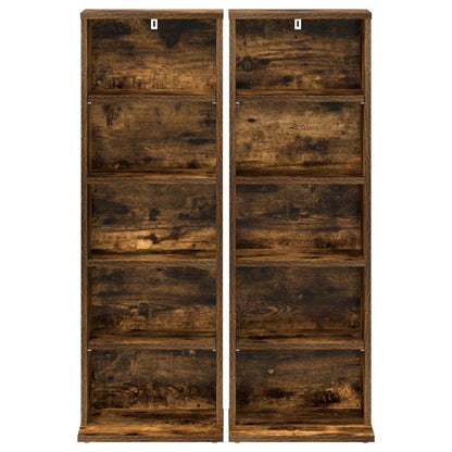 CD Cabinet 2 pcs Smoked Oak 33 x 23.5 x 97.5 cm Engineered Wood