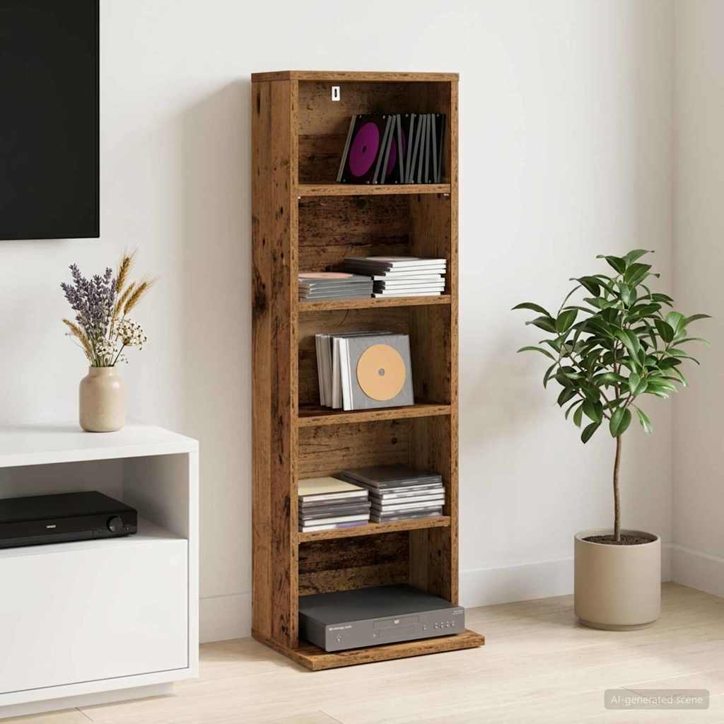 CD Cabinet Oak Wood 33 x 23.5 x 97.5 cm Engineered Wood