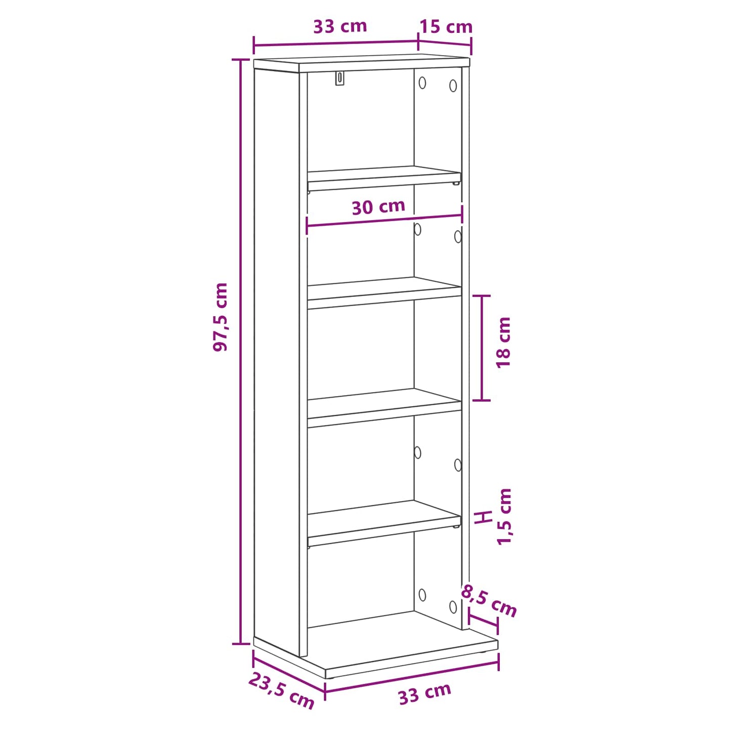 CD Cabinet Oak Wood 33 x 23.5 x 97.5 cm Engineered Wood