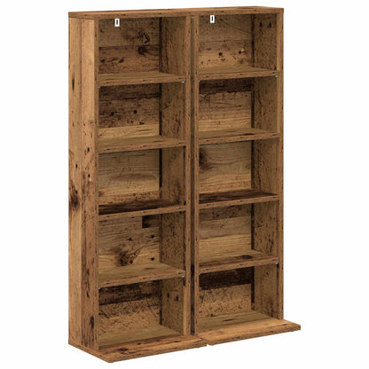 CD Cabinet 2 pcs Old Wood 33 x 23.5 x 97.5 cm Engineered Wood
