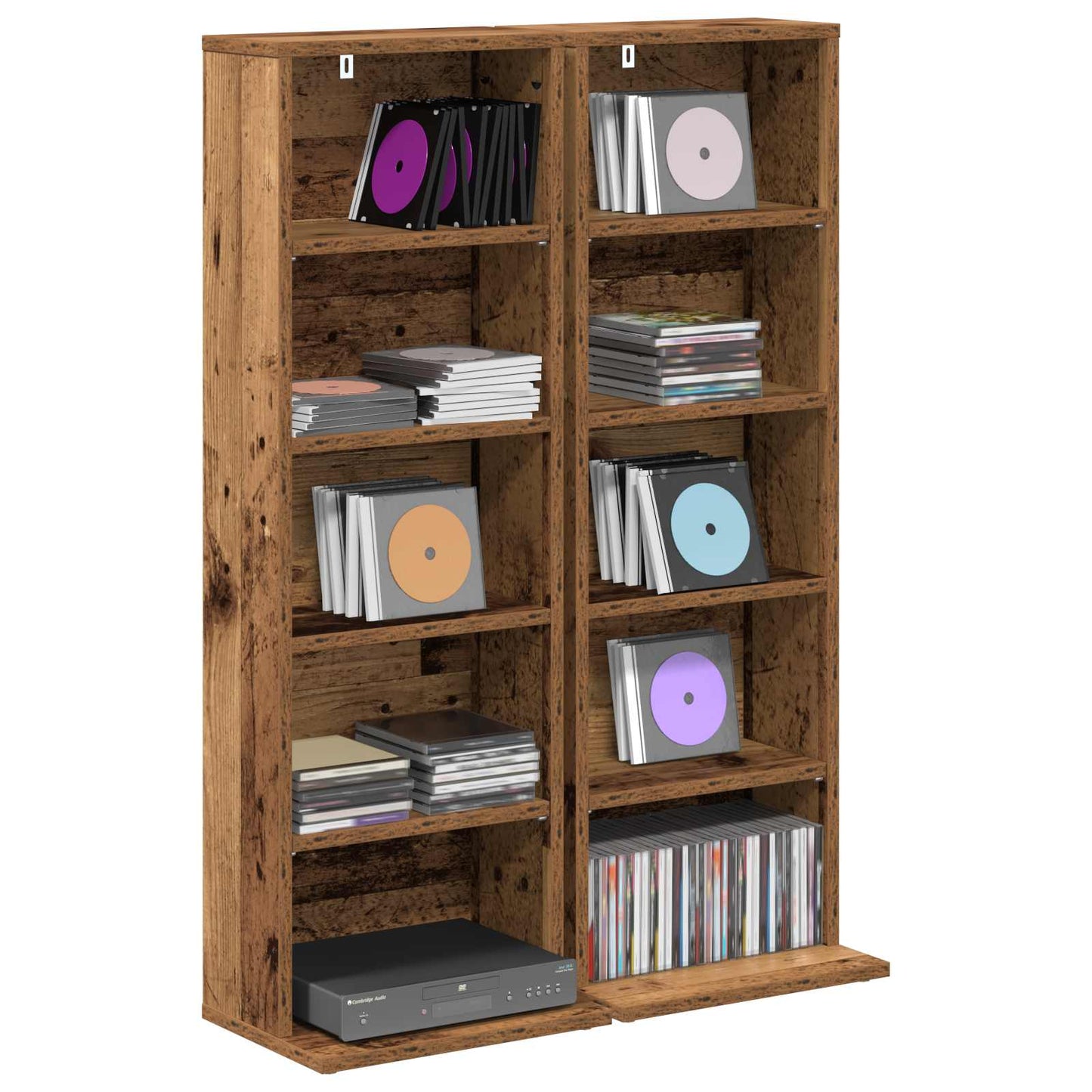 CD Cabinet 2 pcs Old Wood 33 x 23.5 x 97.5 cm Engineered Wood