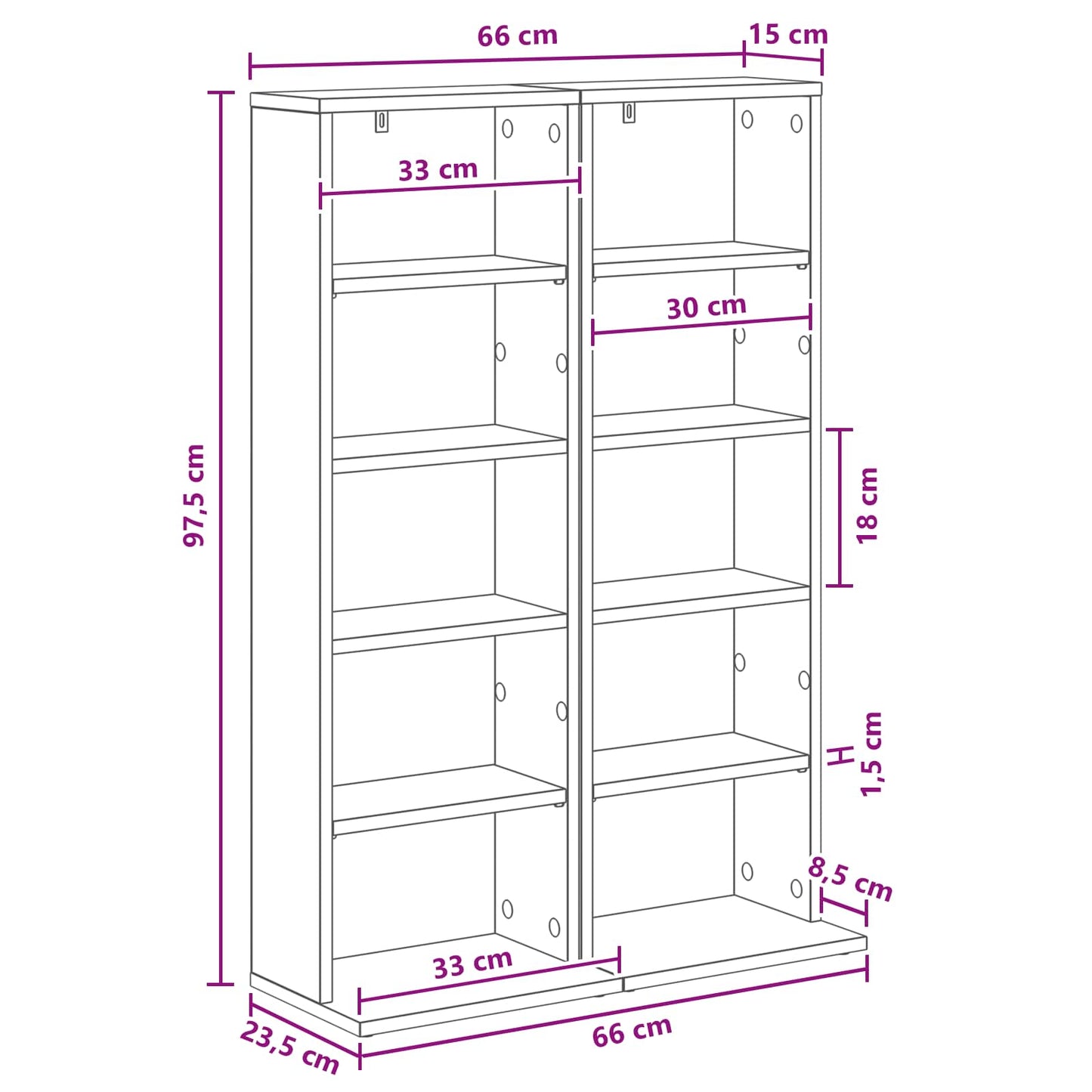 CD Cabinet 2 pcs Old Wood 33 x 23.5 x 97.5 cm Engineered Wood