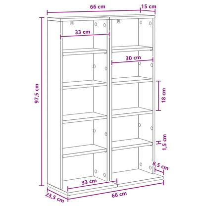 CD Cabinet 2 pcs Old Wood 33 x 23.5 x 97.5 cm Engineered Wood