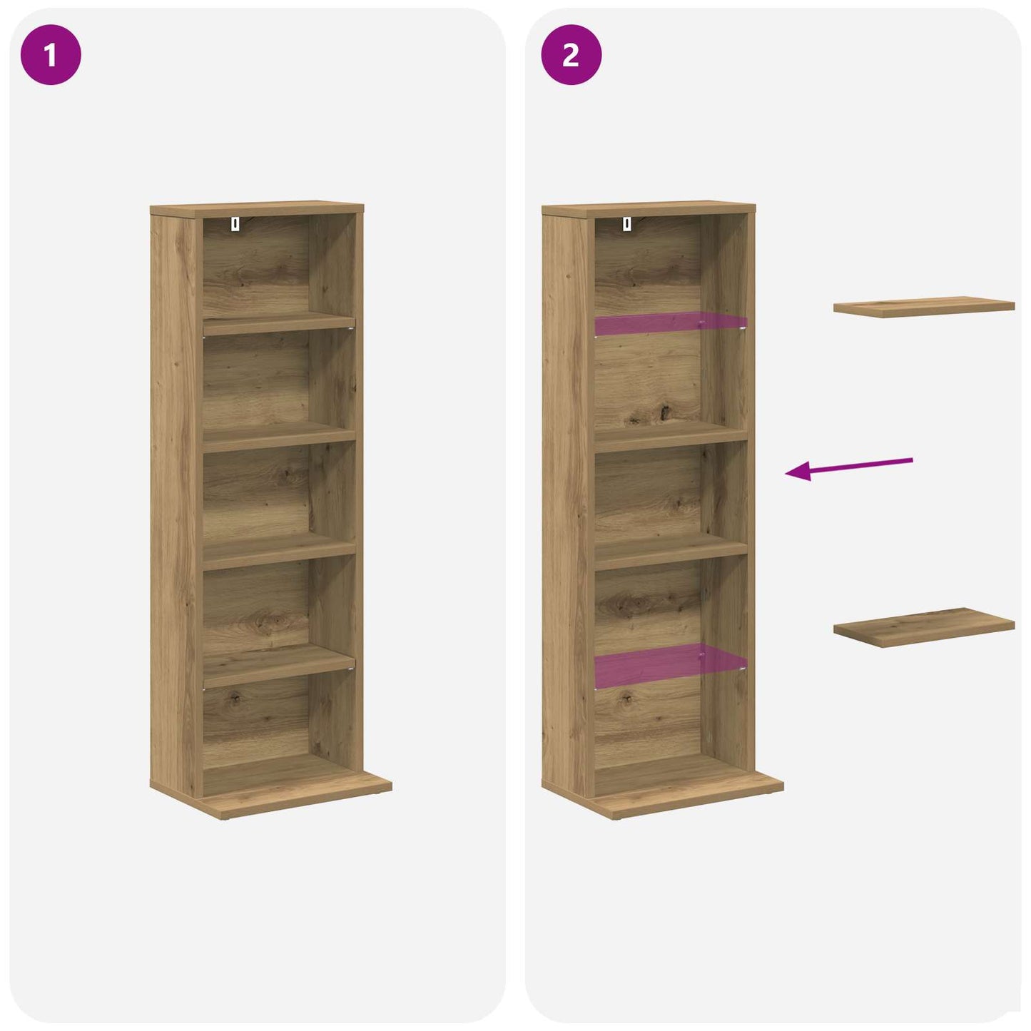 CD Cabinet Artisan Oak 33 x 23.5 x 97.5 cm Engineered Wood