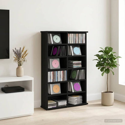 CD Cabinet Black Oak 60 x 17 x 92 cm Engineered Wood