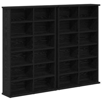 CD Cabinet 2 pcs Black Oak 60 x 17 x 92 cm Engineered Wood