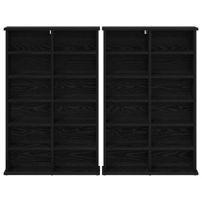 CD Cabinet 2 pcs Black Oak 60 x 17 x 92 cm Engineered Wood