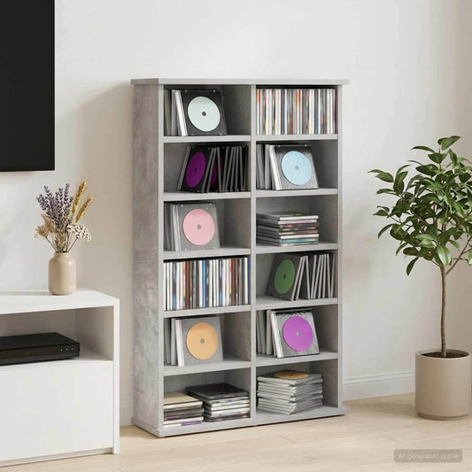 CD Cabinet Concrete Grey 60 x 17 x 92 cm Engineered Wood