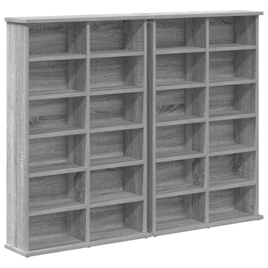 CD Cabinet 2 pcs Grey Sonoma 60 x 17 x 92 cm Engineered Wood