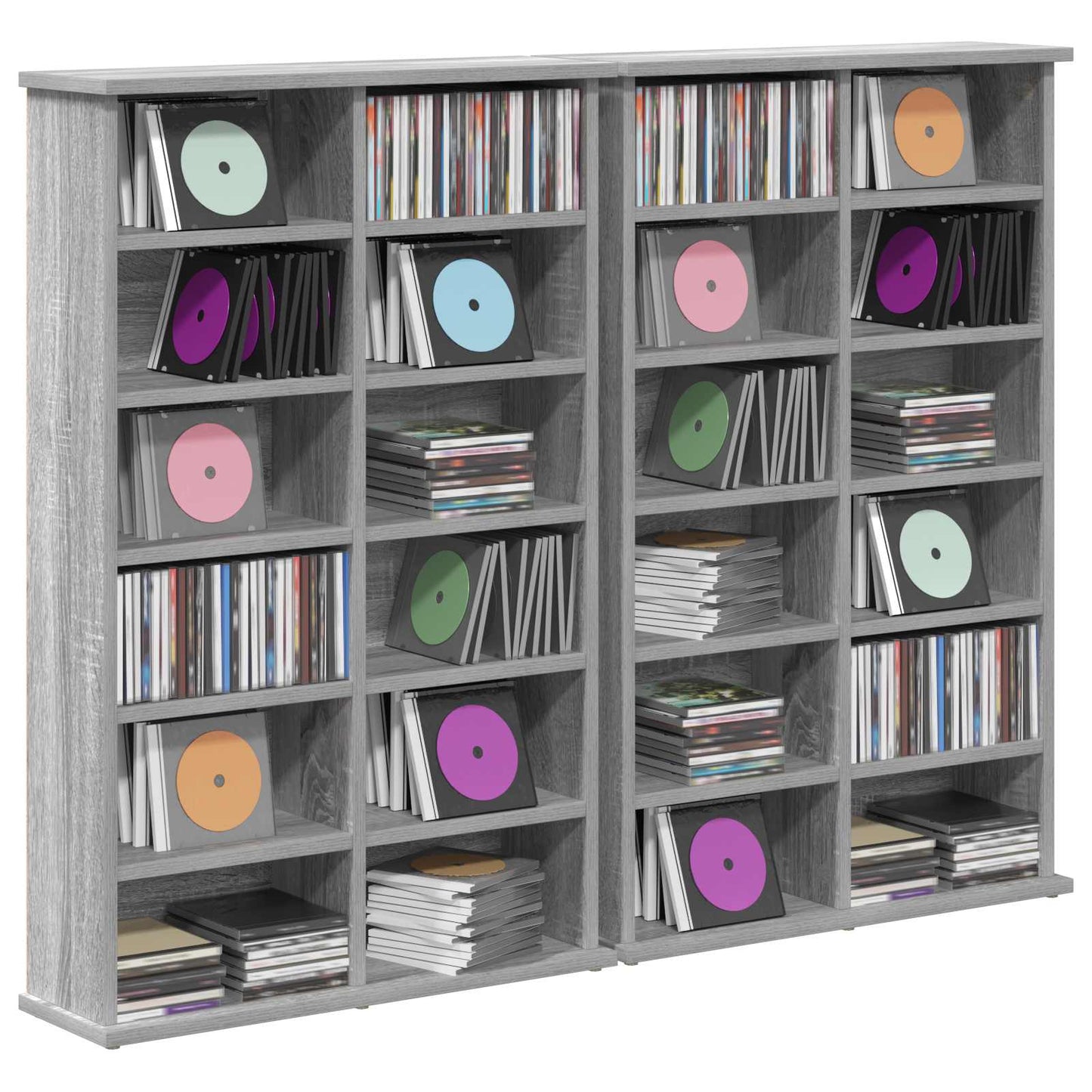 CD Cabinet 2 pcs Grey Sonoma 60 x 17 x 92 cm Engineered Wood