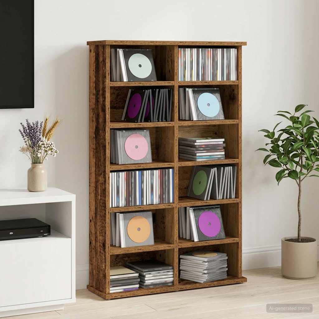 CD Cabinet Oak Wood 60 x 17 x 92 cm Engineered Wood
