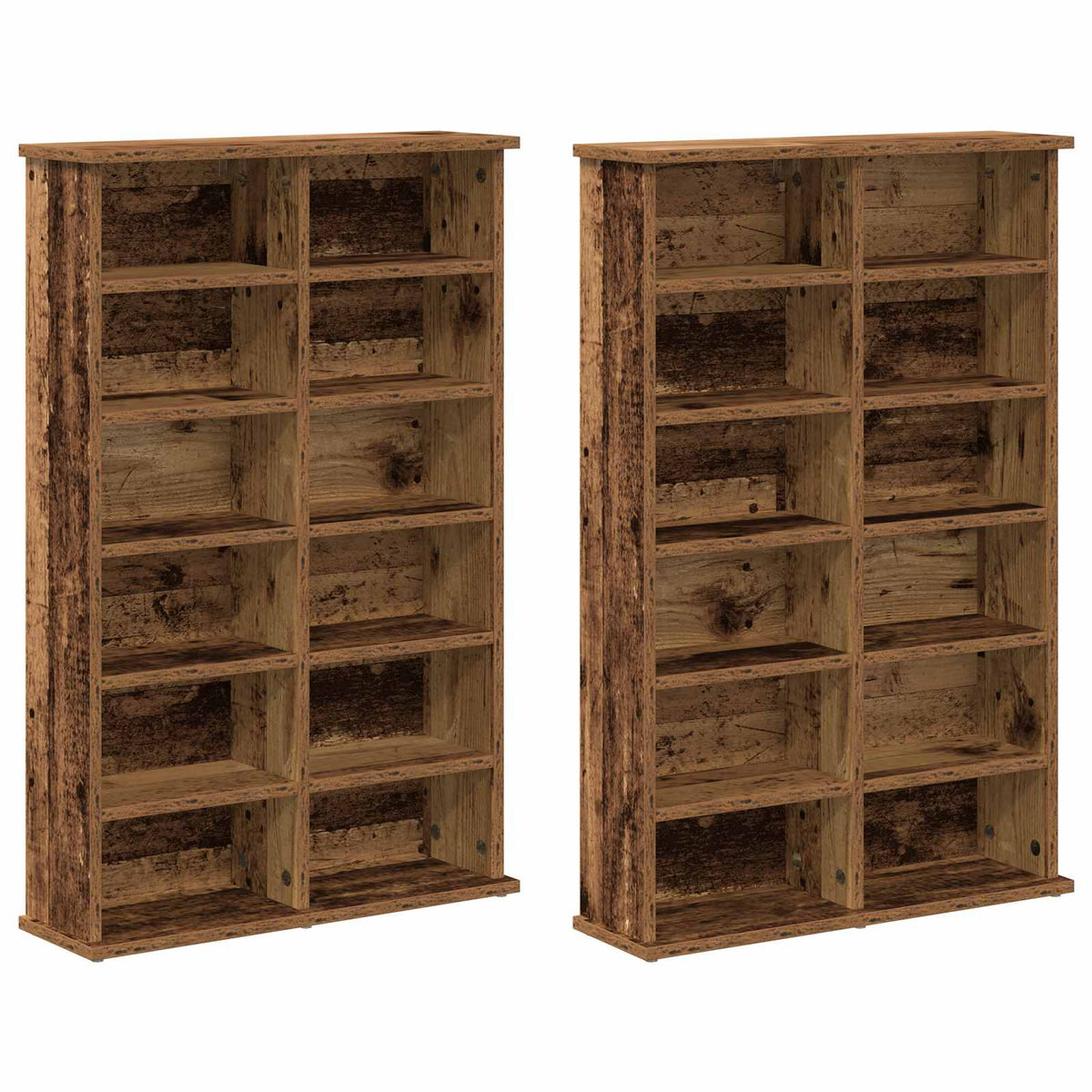 CD Cabinet 2 pcs Old Wood 60 x 17 x 92 cm Engineered Wood