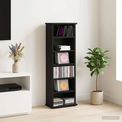 CD Cabinet Black Oak 32 x 17 x 92 cm Engineered Wood