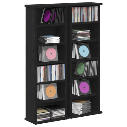 CD Cabinet 2 pcs Black Oak 32 x 17 x 92 cm Engineered Wood
