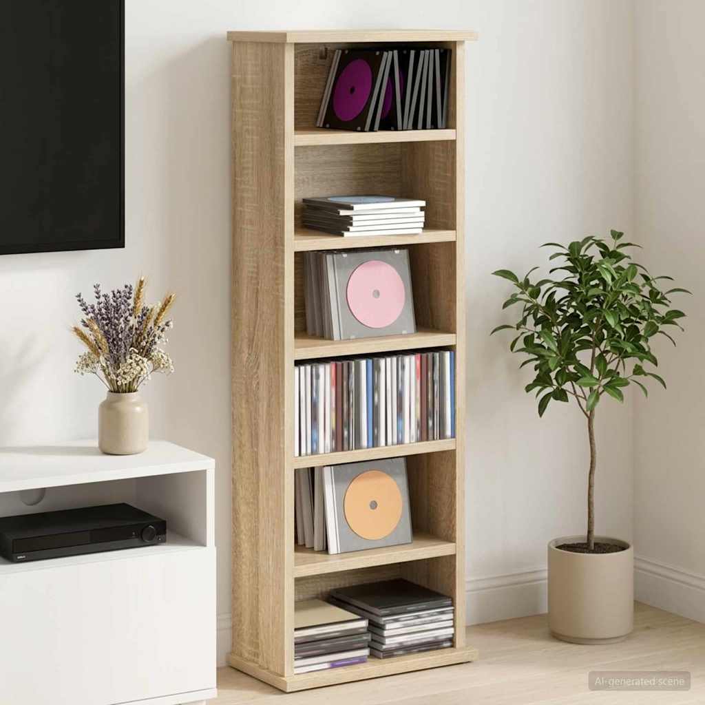 CD Cabinet Sonoma Oak 32 x 17 x 92 cm Engineered Wood