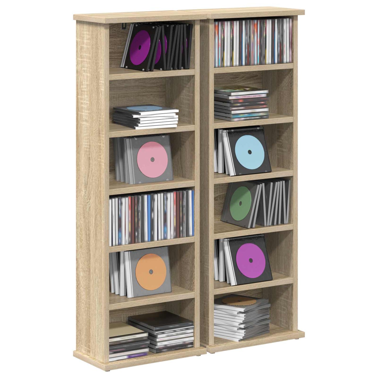 CD Cabinet 2 pcs Sonoma Oak 32 x 17 x 92 cm Engineered Wood