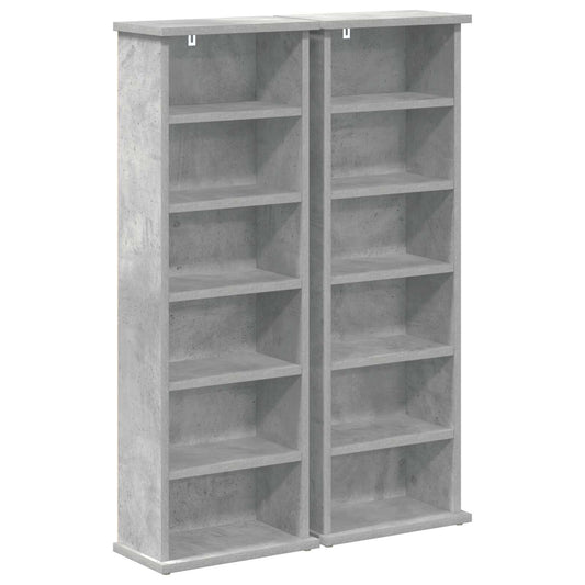 CD Cabinet 2 pcs Concrete Grey 32 x 17 x 92 cm Engineered Wood