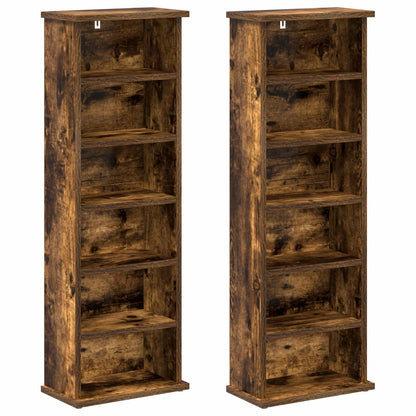 CD Cabinet 2 pcs Smoked Oak 32 x 17 x 92 cm Engineered Wood