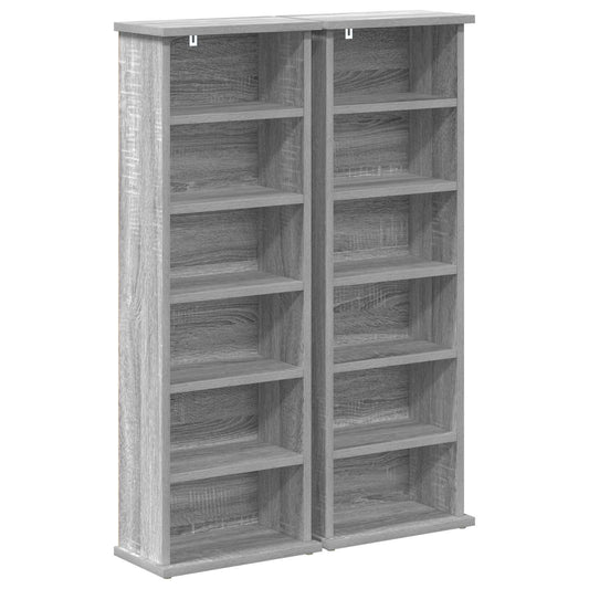 CD Cabinet 2 pcs Grey Sonoma 32 x 17 x 92 cm Engineered Wood