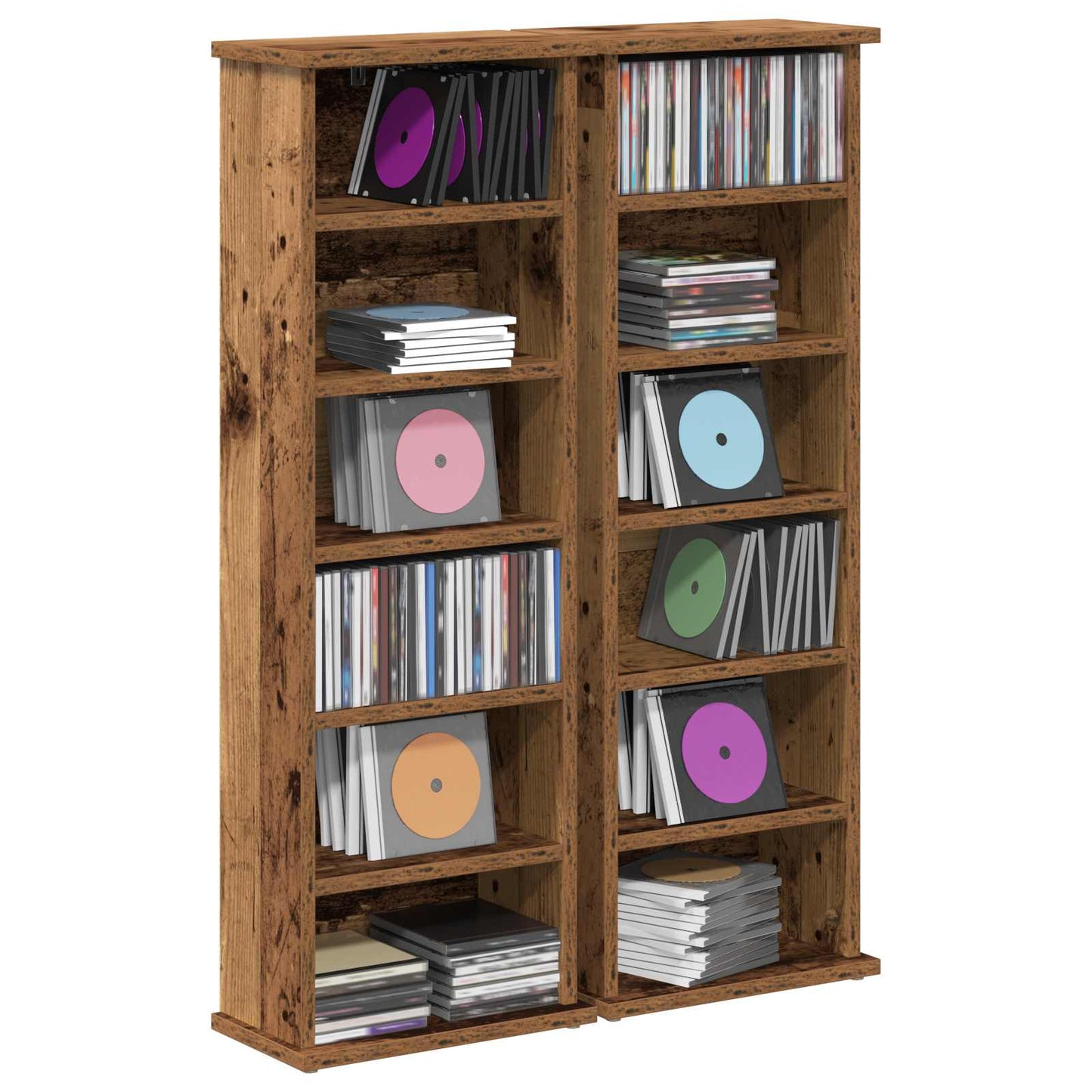 CD Cabinet 2 pcs Old Wood 32 x 17 x 92 cm Engineered Wood