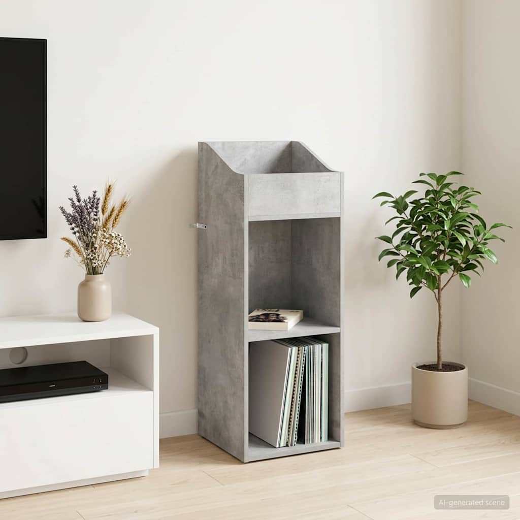 Record Cabinet Concrete Grey 36 x 36 x 95.5 cm Engineered Wood