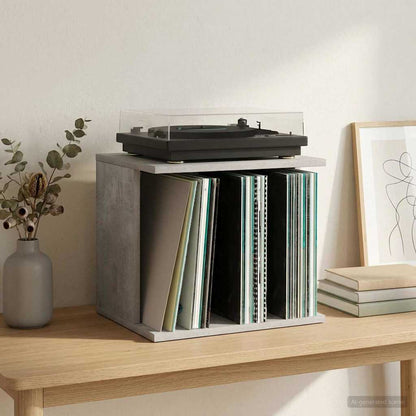 Vinyl Record Storage Concrete Grey 42 x 33 x 36 cm