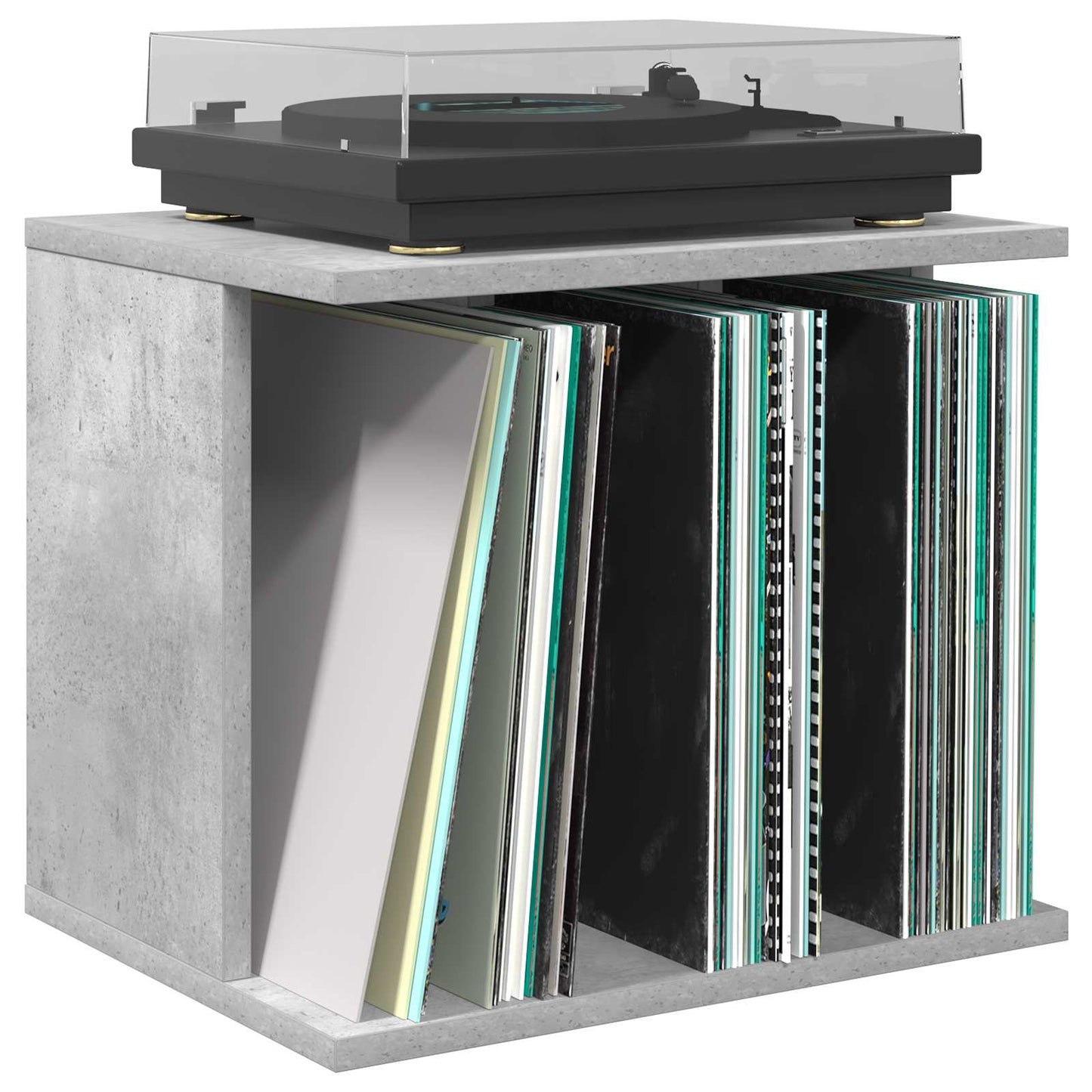 Vinyl Record Storage Concrete Grey 42 x 33 x 36 cm