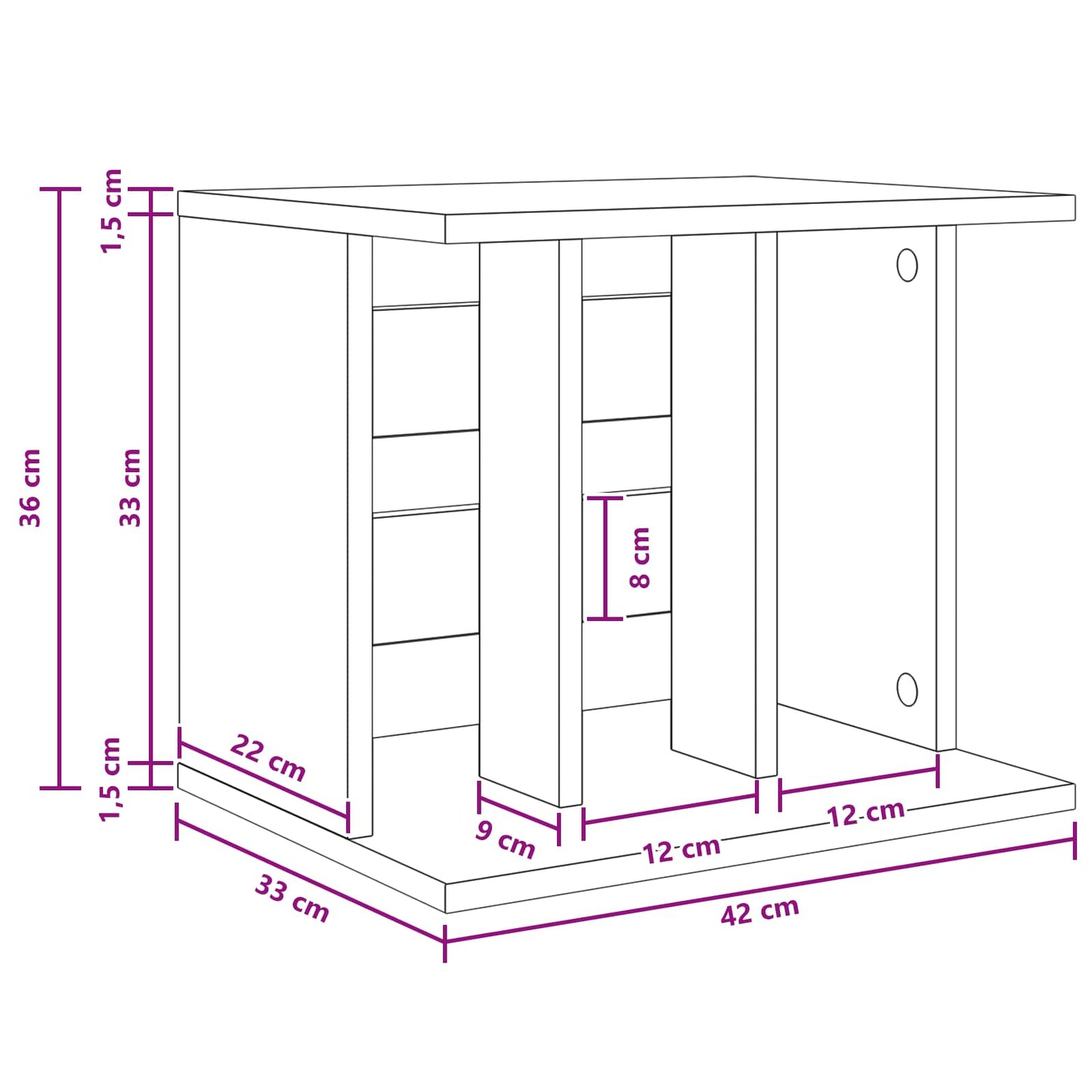 Vinyl Record Storage Concrete Grey 42 x 33 x 36 cm