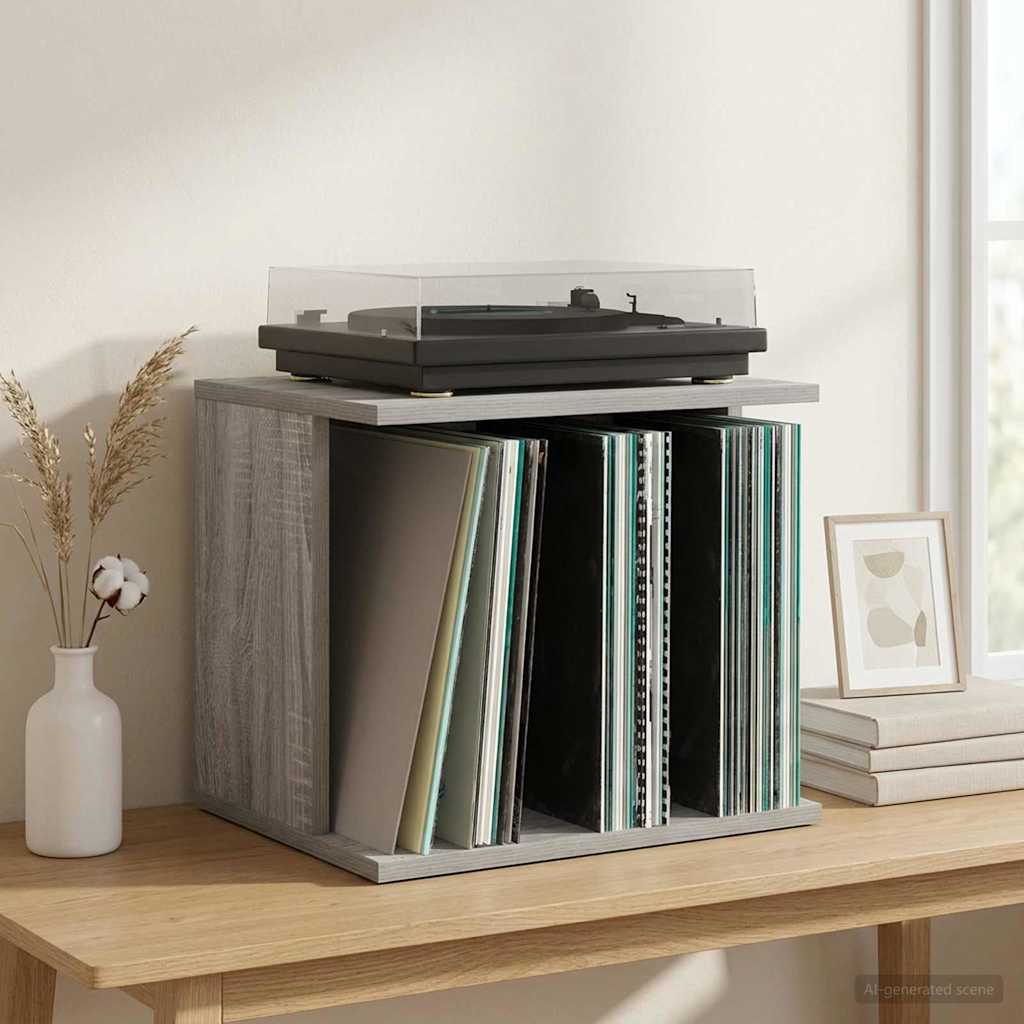 Vinyl Record Storage Grey Sonoma 42 x 33 x 36 cm