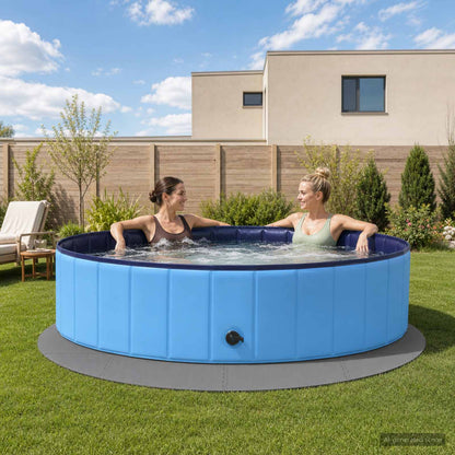 Pool Ground Mat 16 pcs Ø 235 cm Round EVA Foam Grey