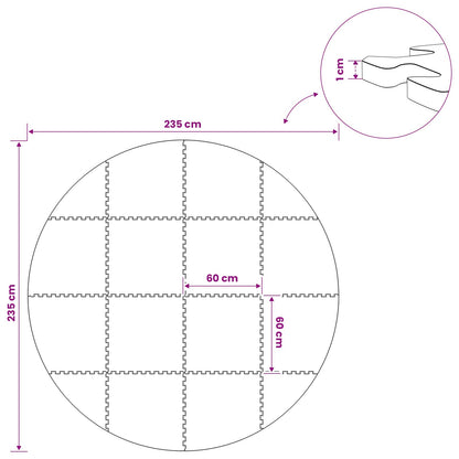 Pool Ground Mat 16 pcs Ø 235 cm Round EVA Foam Grey