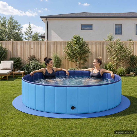 Pool Ground Mat 16 pcs Ø 235 cm Round EVA Foam Blue