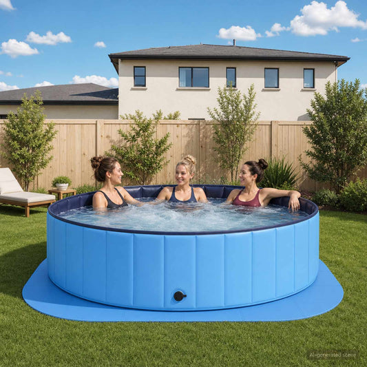Pool Ground Mat 36 pcs Ø 350 cm Round EVA Foam Blue