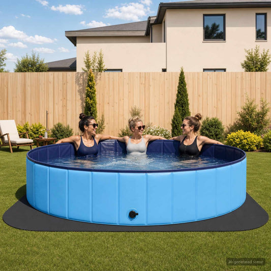 Pool Ground Mat 49 pcs Ø 408 cm Round EVA Foam Black