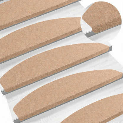 Self-adhesive Stair Mats 15 pcs Beige 80 x 28 x 3.5 cm