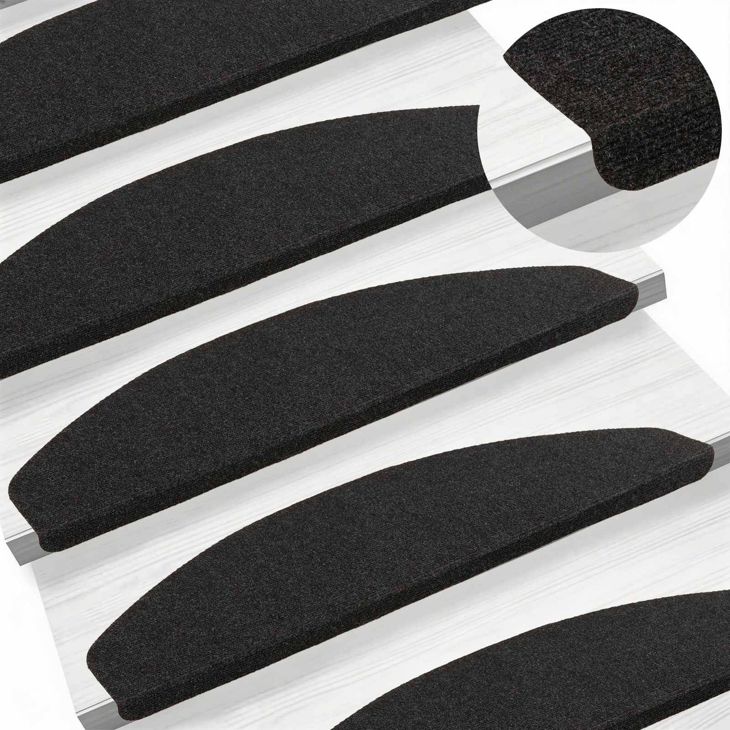 Self-adhesive Stair Mats 15 pcs Anthracite 80 x 28 x 3.5 cm