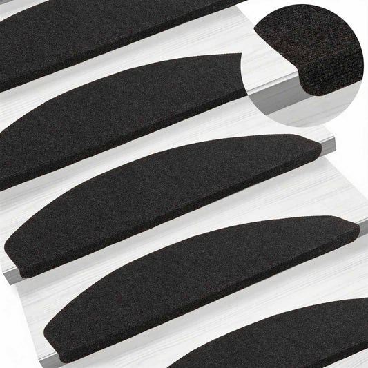 Self-adhesive Stair Mats 15 pcs 80 x 24.5 x 3.5 cm Anthracite