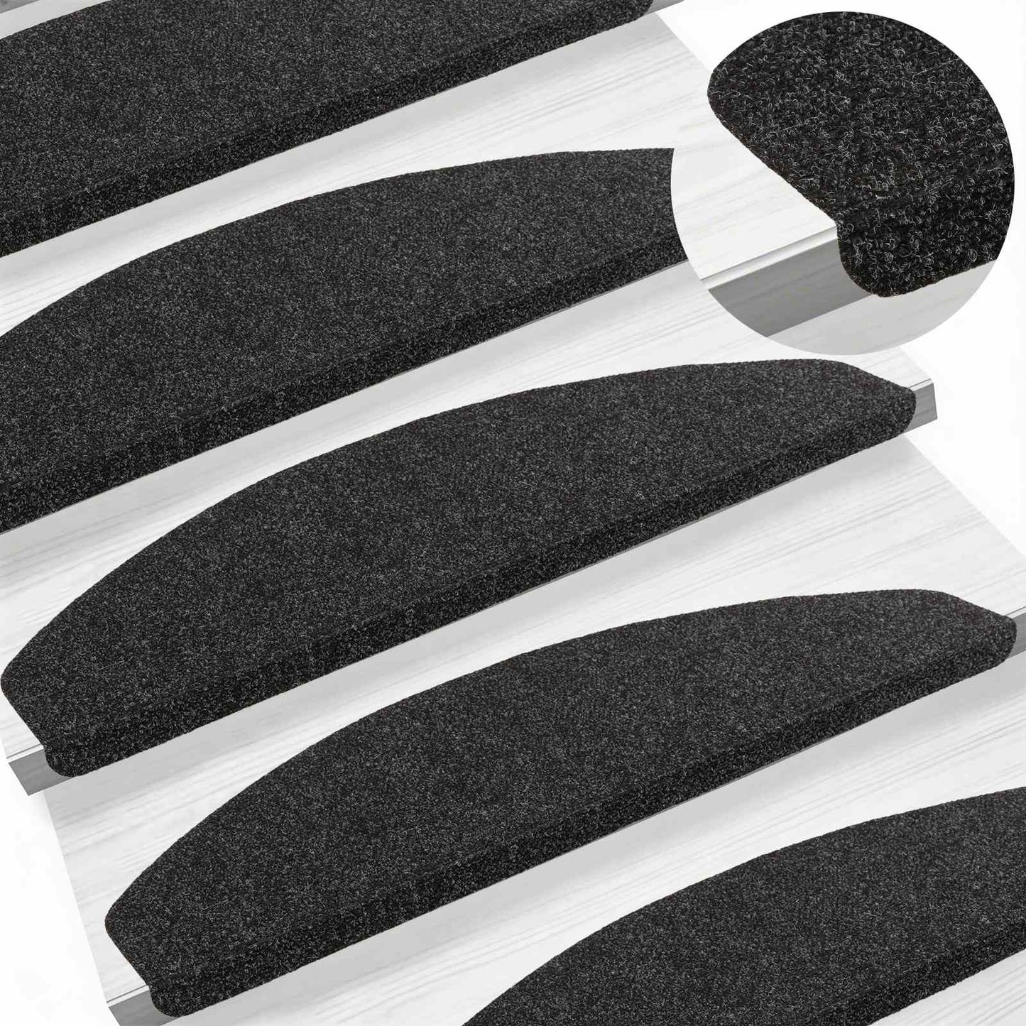 Self-adhesive Stair Mats 15 pcs Black 80 x 28 x 3.5 cm