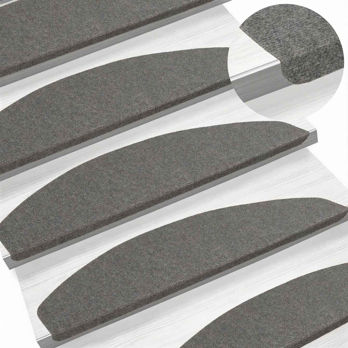 Self-adhesive Stair Mats 15 pcs Grey 80 x 28 x 3.5 cm