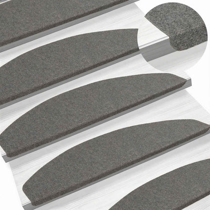 Self-adhesive Stair Mats 15 pcs Grey 80 x 28 x 3.5 cm