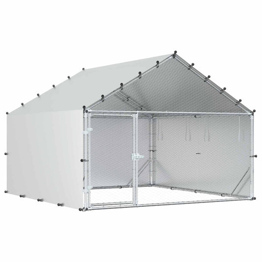 Chicken Coop with Roof Silver 200 x 200 x 150 cm