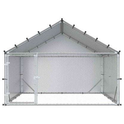 Chicken Coop with Roof Silver 200 x 200 x 150 cm
