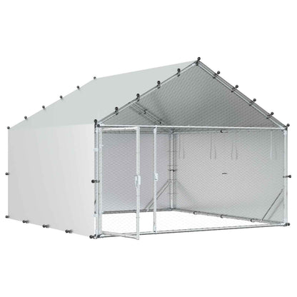 Chicken Coop with Roof Silver 200 x 200 x 150 cm