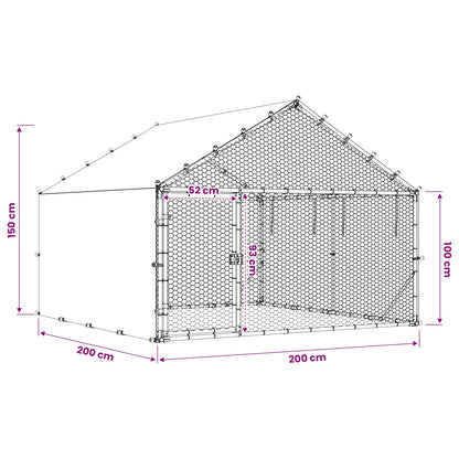 Chicken Coop with Roof Silver 200 x 200 x 150 cm