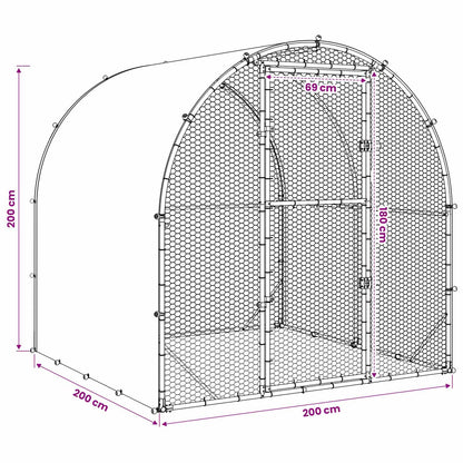 Chicken Coop Silver 200 x 200 x 200 cm Galvanised Steel