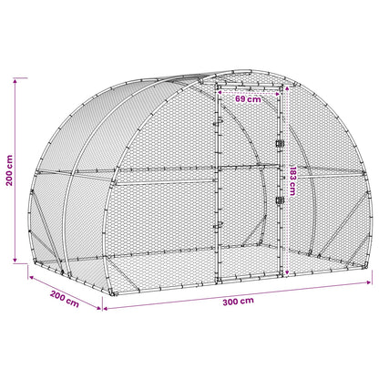 Chicken Coop Silver 200 x 300 x 200 cm Galvanised Steel