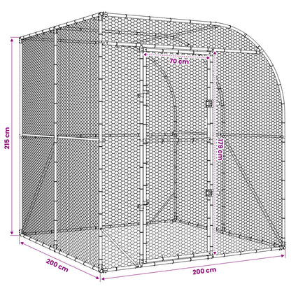 Chicken Coop Silver 200 x 200 x 215 cm Galvanised Steel