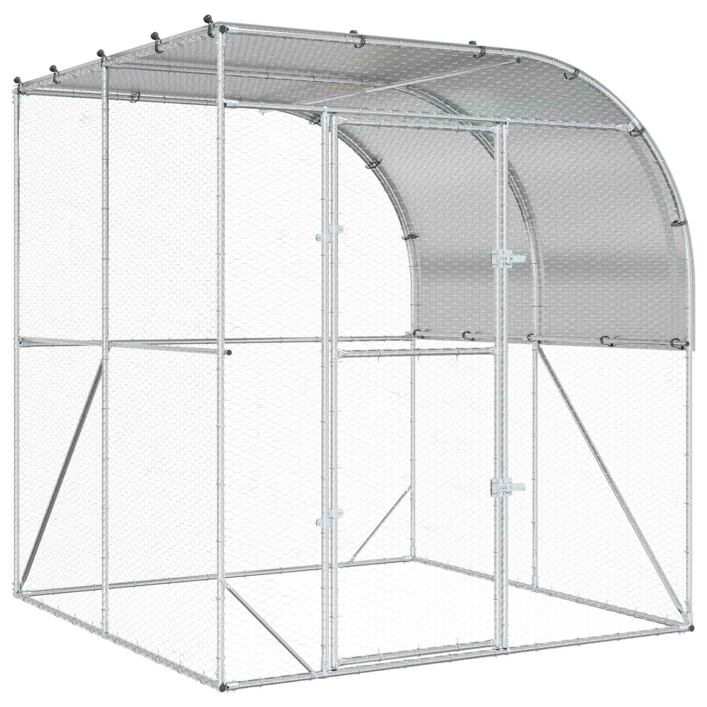 Chicken Coop Silver 200 x 200 x 215 cm Galvanised Steel